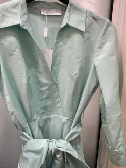 Aqua Blue Taffeta Shirt Dress