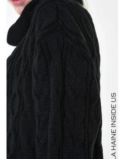 Black Cable Knit Rollneck Sweater