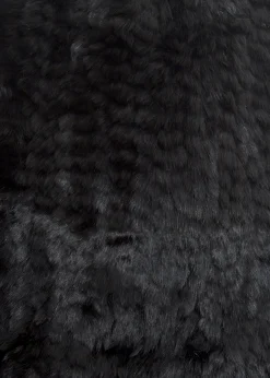 Black Knitted Rex Rabbit 'Loop' Luxury Fur Scarf