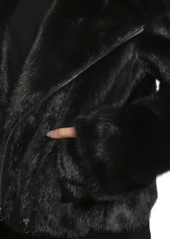 Black Mink Biker Jacket