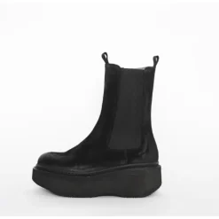 Black Suede Platform Wedge Boot