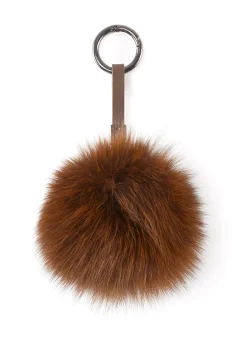 Brown Fox Fur Pom Keychain
