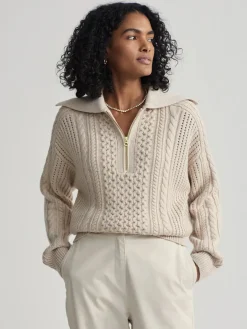 Camello Cable Knit Sweater Parchment