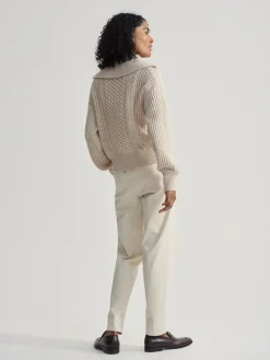 Camello Cable Knit Sweater Parchment