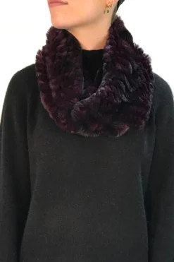 Cranberry Snowtop Knitted Rabbit Single Snood Scarf