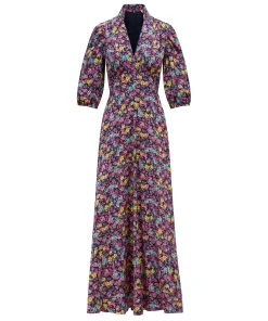 Elena Maxi Dress in Navy Ditsy