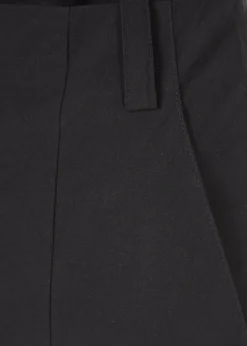 'Even' Cropped Black Chiffon Hem Wide Leg Trousers