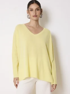 Faustine Fade Yellow Cashmere V Neck