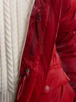 Fullerton Red Dahlia Puffer Coat