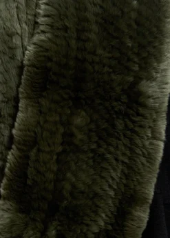 Green Knitted Rabbit Double Snood With Fur Trim