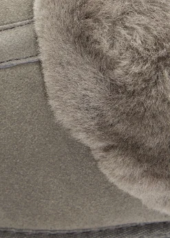 Grey Luxury Sheepskin Wedge Slippers