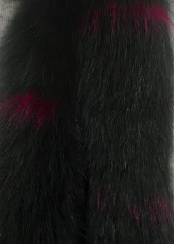 Khaki Open Fox Tube Scarf With Pink Detailing
