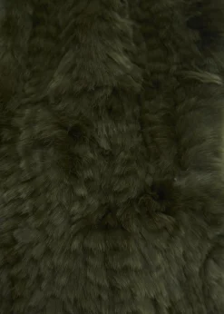 Knitted Rex Rabbit Khaki 'Loop' Luxury Fur Scarf