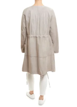 Long Light Grey Suede Coat