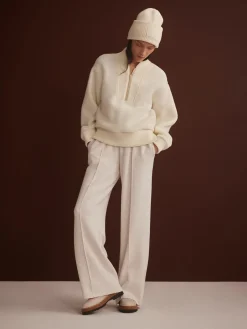 Mumford Ecru Cream Half-Zip Fleece