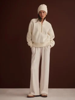 Mumford Ecru Cream Half-Zip Fleece