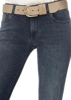 'Olivia' Taupe Belt With Silver Buckle