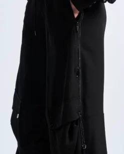 Outgoing Parachute Pants Black Tech Matte Satin