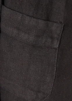 'Sadie' Heavy Black Linen Coat