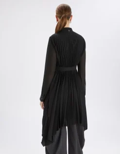 Sonnet Black satin shirt with pleated back