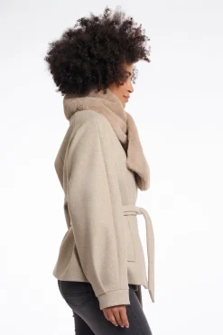 Stip Faux Fur Loop Scarf