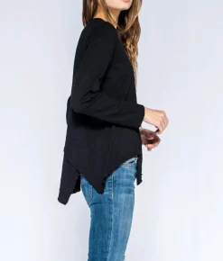 Wilt Round Neck Crossover Hem Lis Top In Black