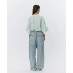 Zelie Green Lily Fringe Crepe Shirt